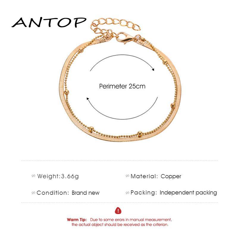 Gelang Kaki Rantai Model Tulang Ular Double Layer Untuk Wanita