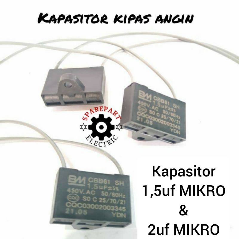 KAPASITOR DINAMO KIPAS ANGIN 1,2UF 1,5UF &amp; 2UF 2,5UF MIKRO COCOK SEMUA MERK