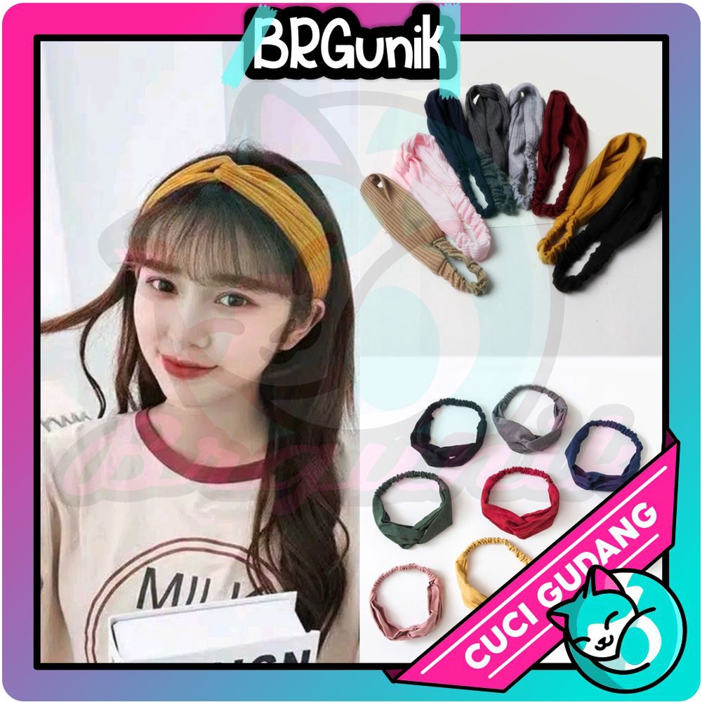 BRGUNIK Bando Rambut Ala Korea Bandana Aksesoris Wanita Hairband R035