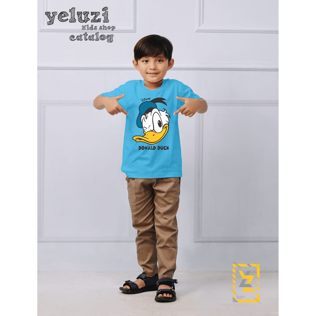 Kaos Baju anak oblong karakter donald duck biru yeluzi