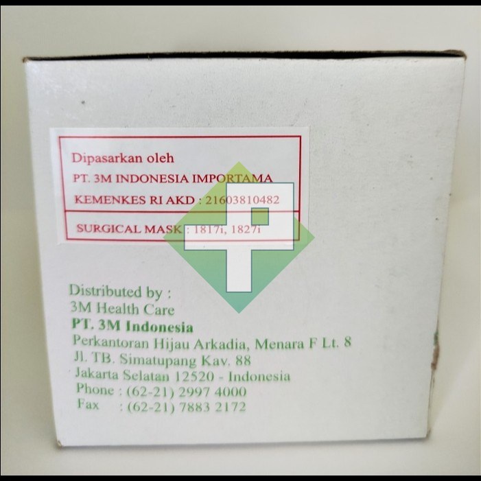 Masker Earloop 3M 1827i Surgical Mask 3ply 1 Box isi 50's