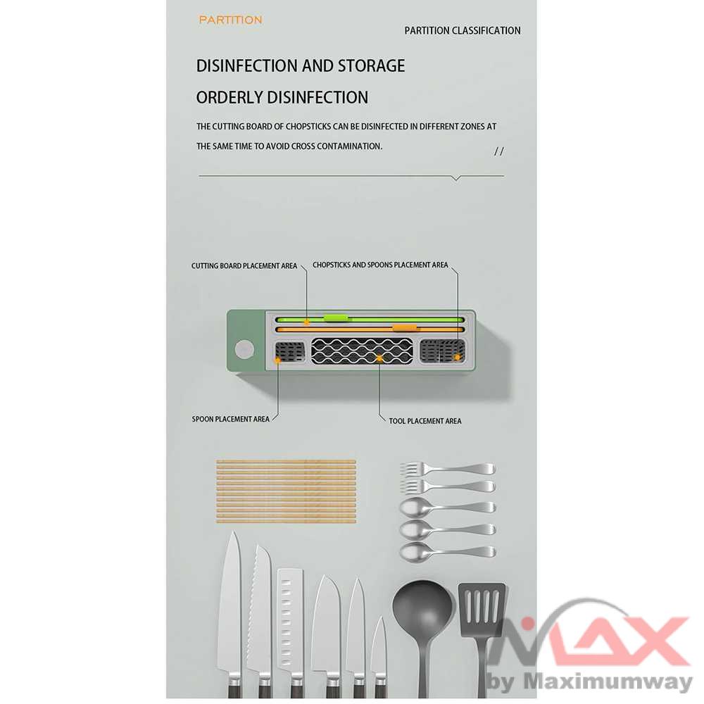 Rak Pengering Organizer pisau GBL Rak Pengering Pisau Dapur UV Disinfection Knife Holder - XDQ-01