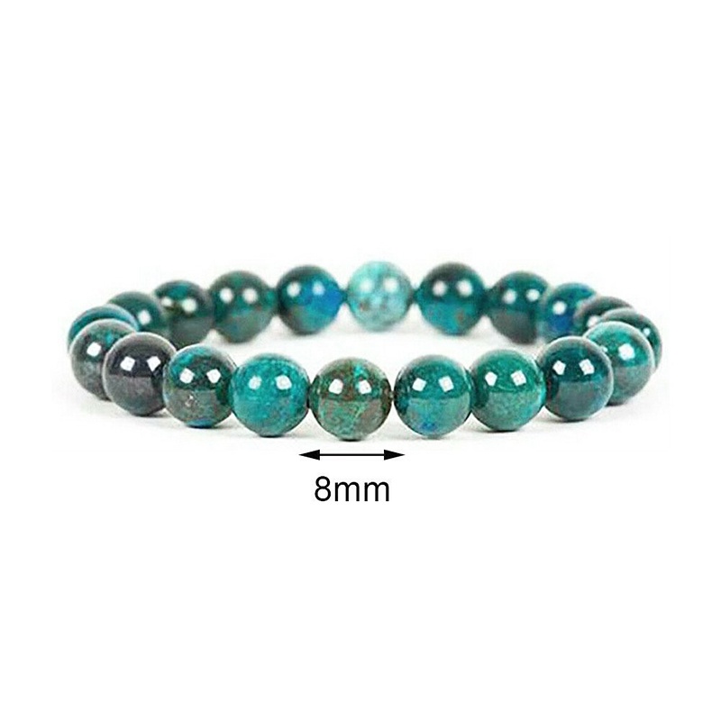 Gelang Manik-Manik Chakra Chrysocolla Malachite Adjustable Untuk Pria Dan Wanita