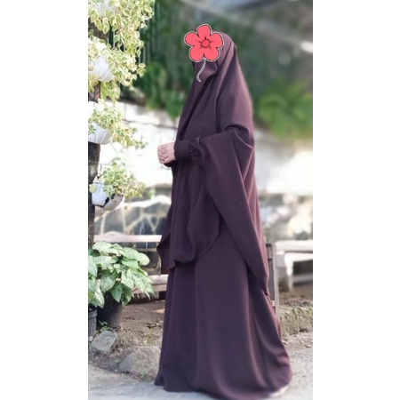 Gamis syari wolfis premium set cadar murah-Coklat