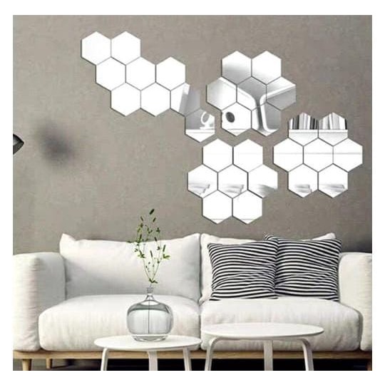 MIRROR STICKER DEKORASI DINDING HEXAGONAL MIRROR GOLD/MIRROR ELEGANT/MIRROR DEKORASI HEXAGONAL GOLD