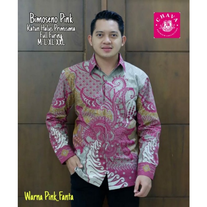 BIMOSENO PINK KEMEJA BATIK PRIA LENGAN PANJANG