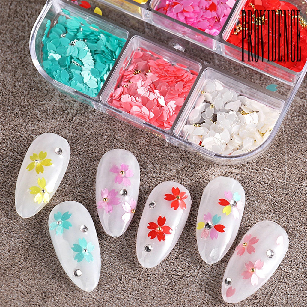 Providence 1 Kotak Daun Bunga Sakura Bahan Resin Anti Air Untuk Dekorasi Nail Art DIY