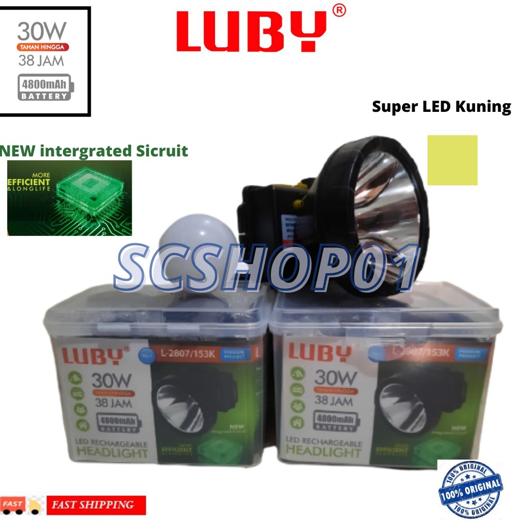 Senter Kepala Luby 30 Watt L-2807/153K ( Cahaya Kuning )