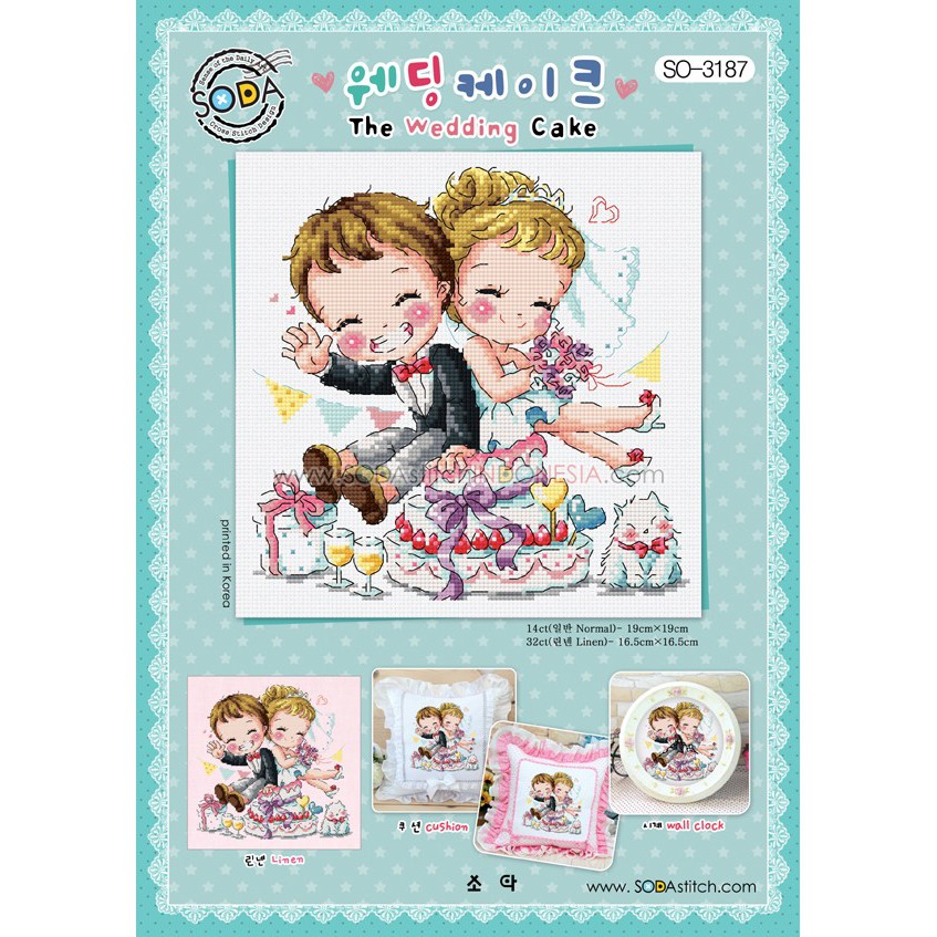 Paket DIY Craft Sulam Kristik Strimin Cross Stitch Sodastitch SO-3187 - The Wedding Cake