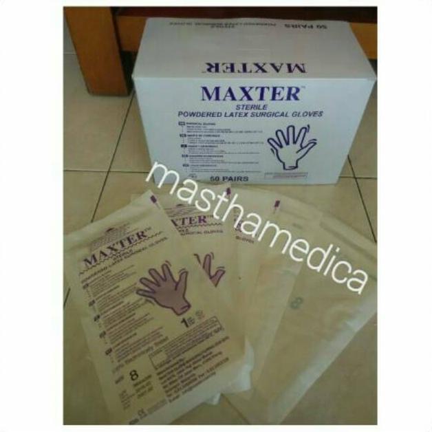 Handscoon Handscon Handskun Sarung Tangan Steril Sterile Maxter / Box