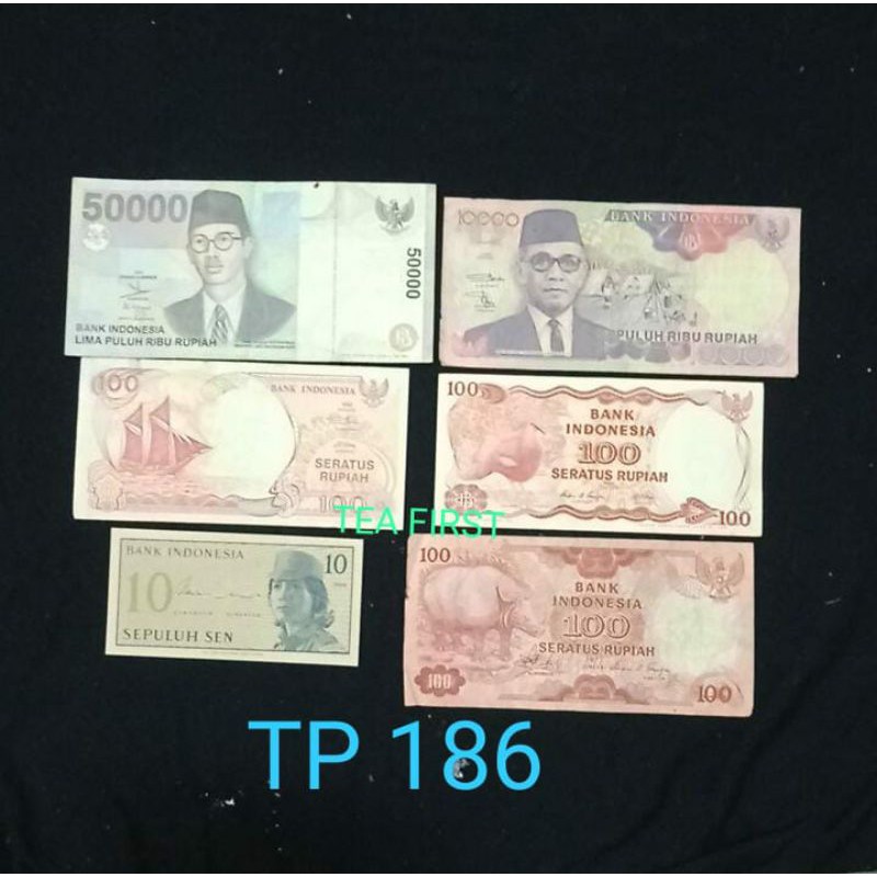 (Tp-186) Borongan 6 Lembar Koleksian Uang kuno Indonesia