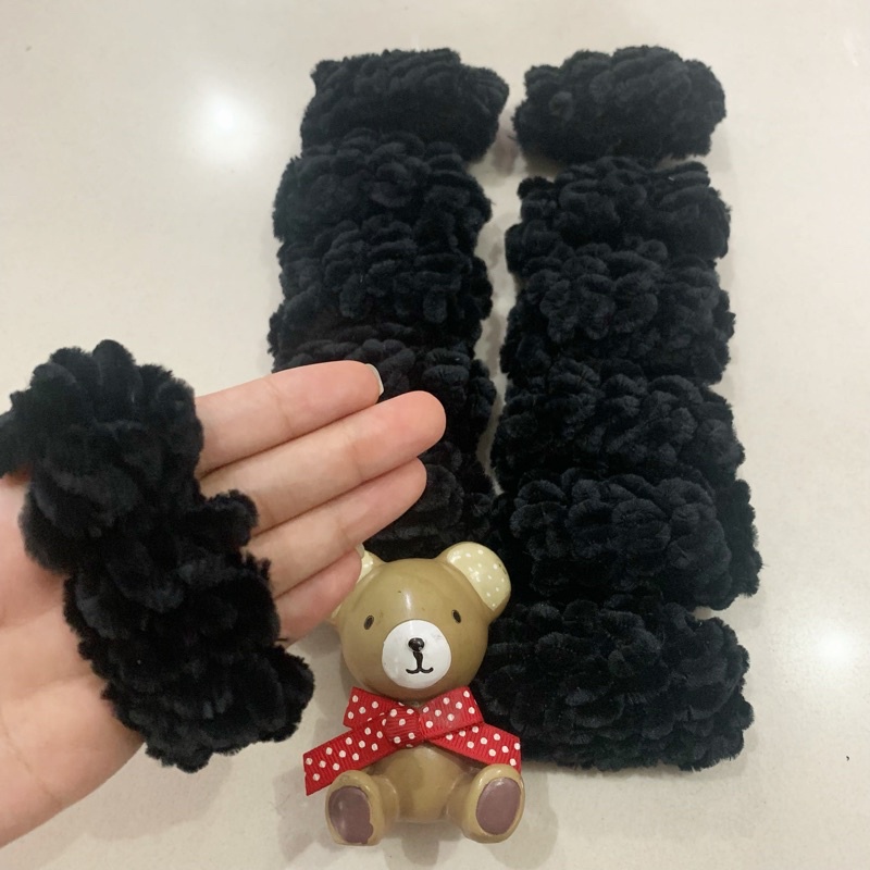 Ikat rambut usus / tali rambut / donat  12pc MT 60-Hitam