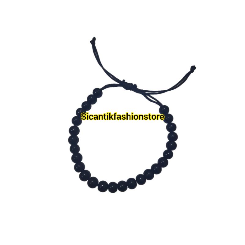 Gelang Wanita Pria  Batu Hitam Bulat Terbaru Terlaris Gelang Tali Hitam Fashion Pria Wanita Gelang Wanita Kekinian Gelang Model Tasbih 20 Butir Gelang Serut Tali Hitam Korea Gelang Tali Hitam Korea