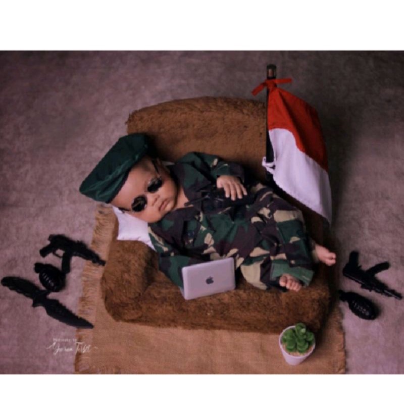 kostum TNI kostum newborn baju TNI bayi properti foto newborn kostum tentara newborn kostum tentara 