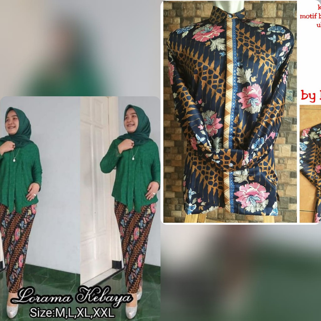 couple set kebaya brukat floy kemeja hem panjang terbaruu