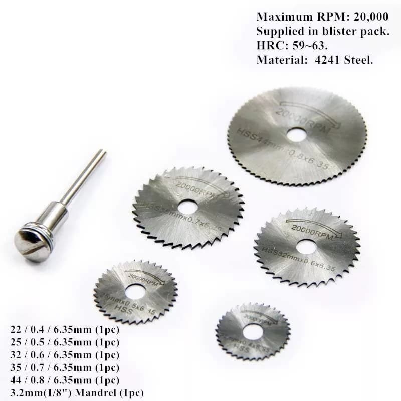 Mata Gergaji Mini Bor Tuner Gerinda 6 pcs Set 6pcs Circular Saw Drill Grinder kayu akrilik plastik