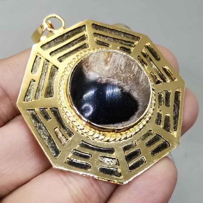 Kalung Batu Akik Galih Kelor Bagus Yin yang langka