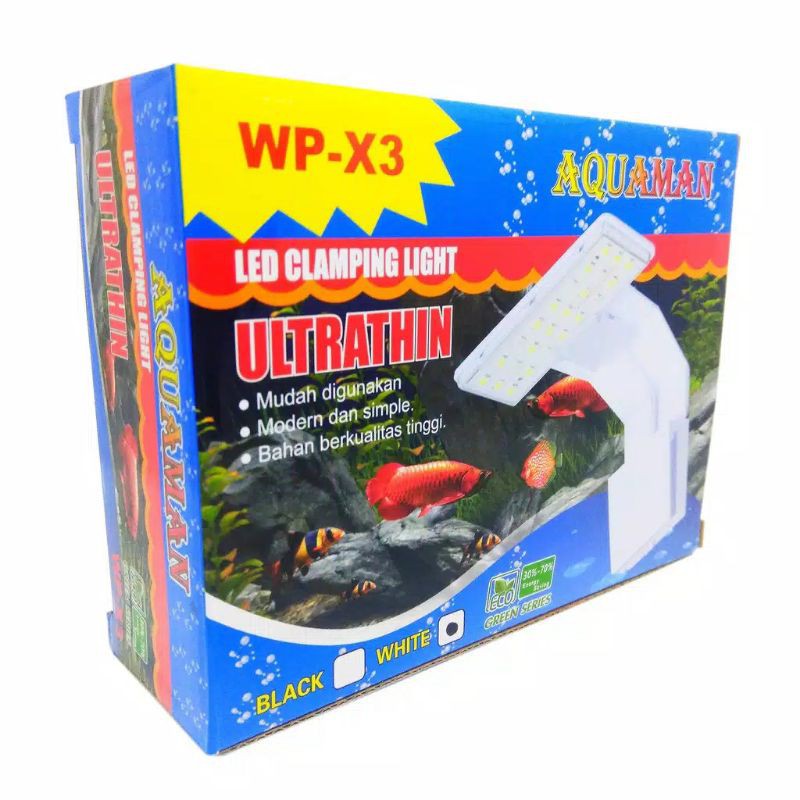 Lampu LED Jepit AQUAMAN WP-X3 Ultrathin Lampu Jepit Aquarium 3W