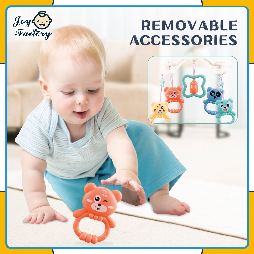 【4 Warna】Baby Crib Bell Toys Mobile 0-12 Bulan Mainan Rattle Music Remote Control Memutar Bel Tempat Tidur