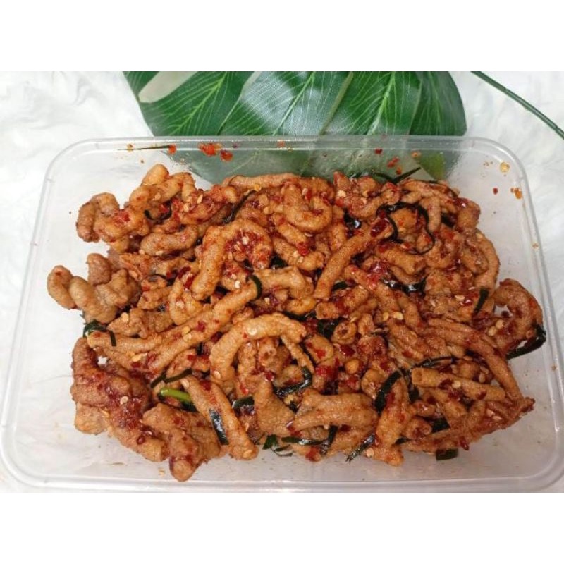 

KERIPIK USUS AYAM PEDAS DAUN JERUK 1KG,PEDAS GURIH & NIKMAT