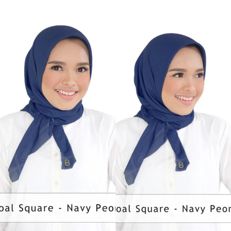 basic voal square Buttonscarves navy peony