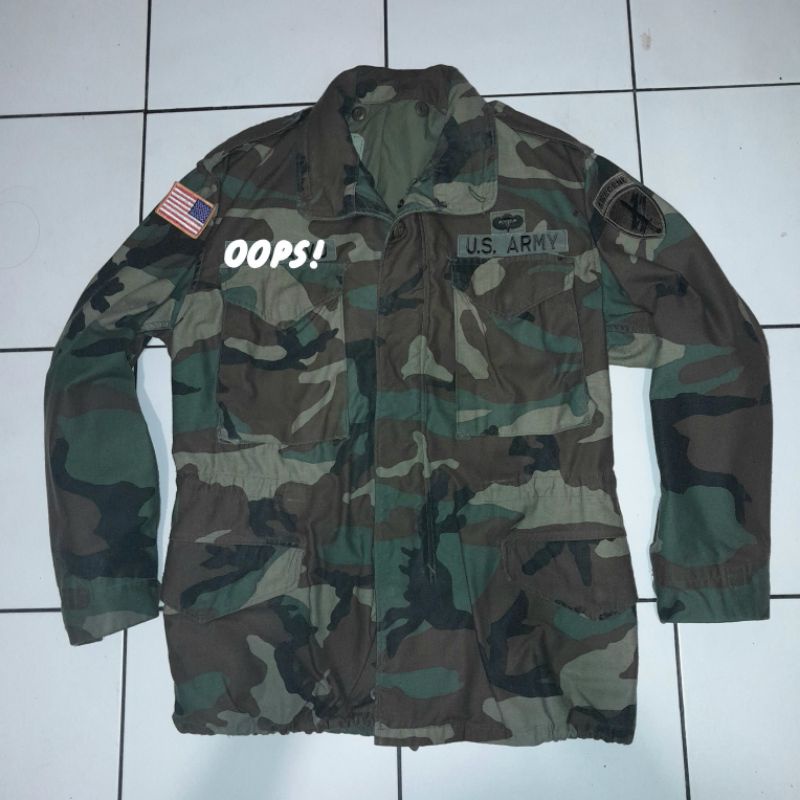 Jaket M65 Woodland Issue Us Army Patch Original