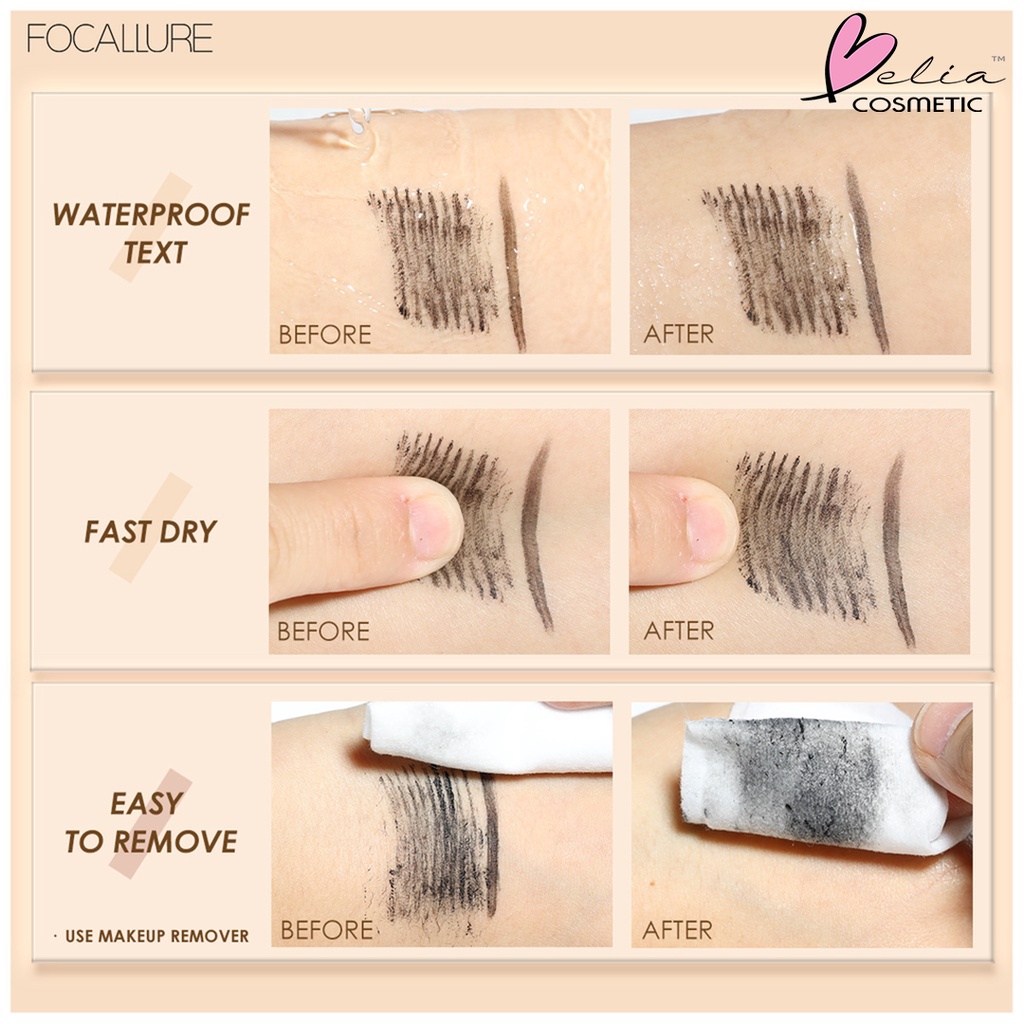 ❤ BELIA ❤ FOCALLURE Stay Waterproof Mascara &amp; Eyeliner 2in1 FA160 #1 | Maskara Eyeliner | Waterproof | fiber eyelash primer | BPOM