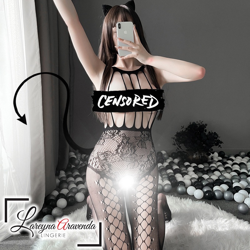 Lingerie Jumbo Body Stocking Sexy Fantasy Malam Liar Jail Cup Crotchless LG485