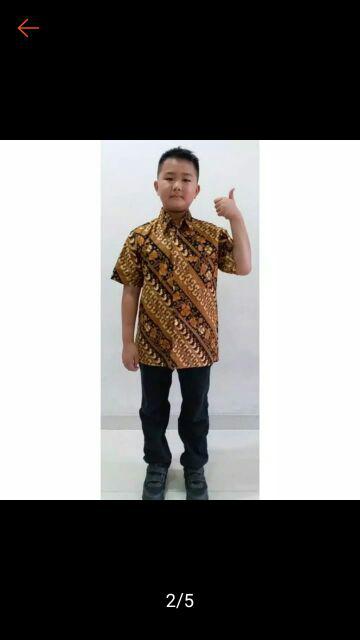 Hem Kemeja Atasan Batik Anak Laki-laki Sogan
