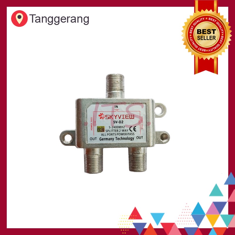 Bergaransi Splitter 2 Way SV-02 Cabang Antena UHF Parabola Skyview ITS
