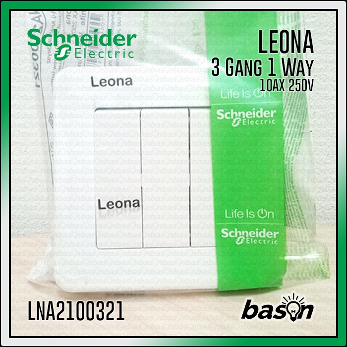 SCHNEIDER Leona 3 Gang 1 Way Switch - Saklar Triple 1 Arah - LNA2100321