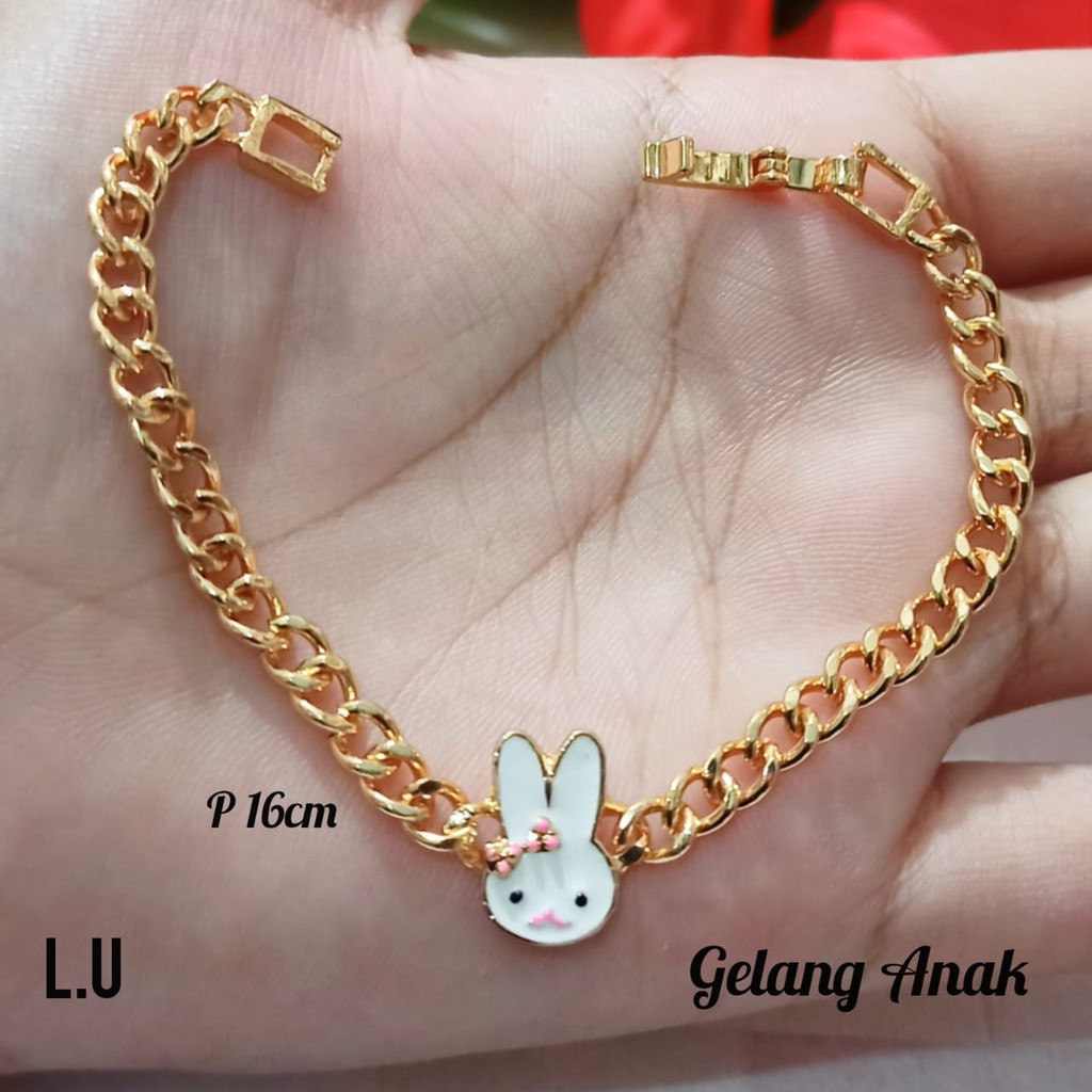 Gelang Anak TITANIUM Rantai Karakter Berbagai motif perhiasan Anak Gold dan Silver limited edition (COD)