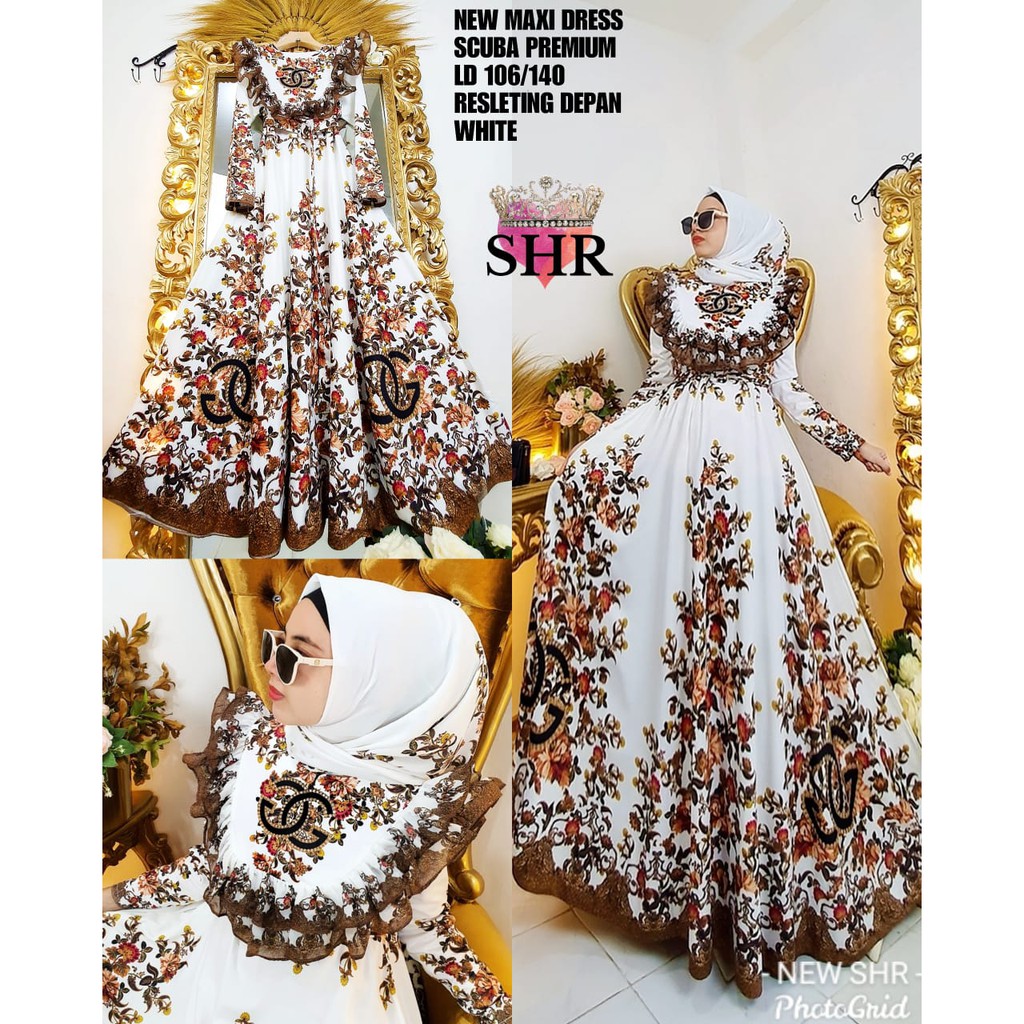 New Maxi dress scuba premium ori SHR