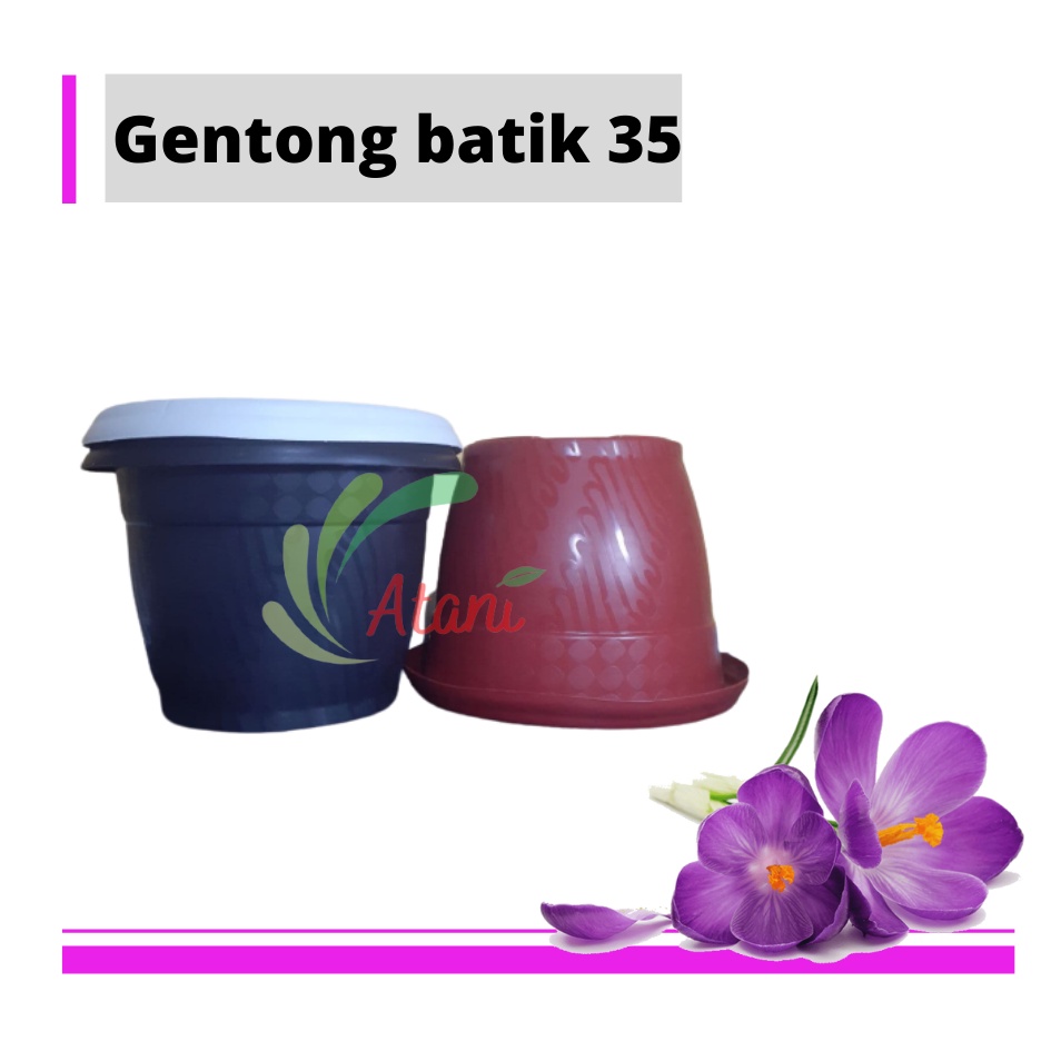 ATANI Pot Gentong 35 Batik Putih Hitam Coklat Pot Tanaman Plastik Bunga Jumbo Besar Murah Grosir 40
