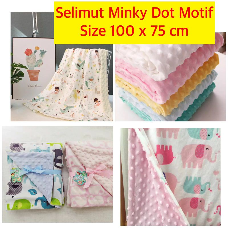 Selimut Dot Minky motif PREMIUM Selimut Minky Dot Motif Blanket Cotton On Minky Selimut Bintik Motif | Selimut Minky Fleece Motif Selimut