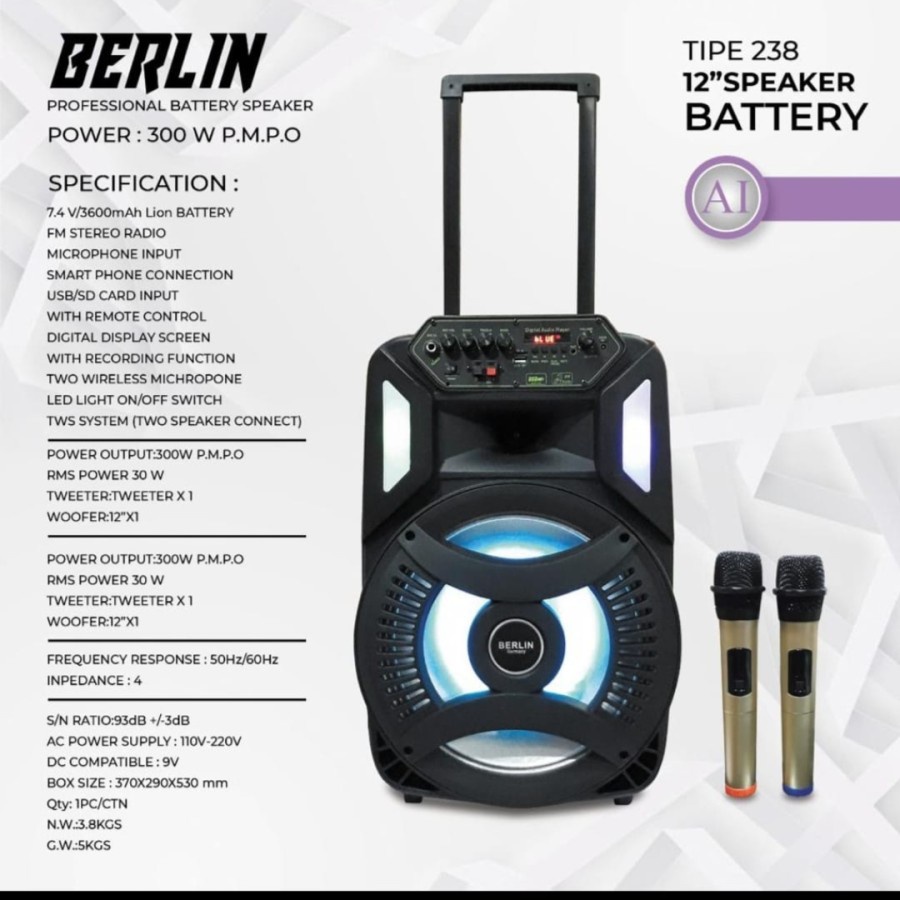 Speaker speker sipiker  Wireless berlin sm 238 Berlin SM-238 - USB bluetooth