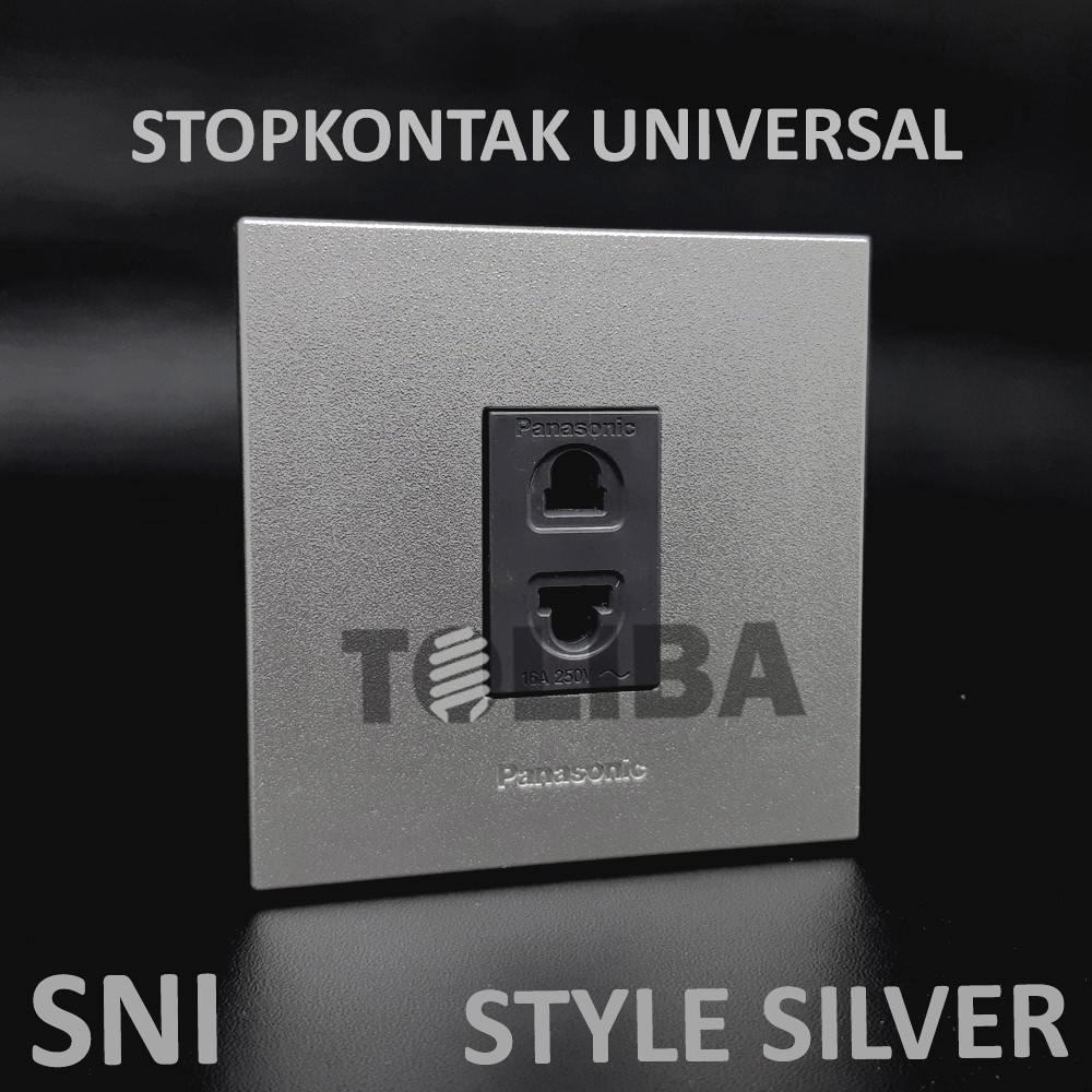 stopkontak stop kontak universal silver panasonic/colokan gepeng stop kontak panasonic minimalis SNI