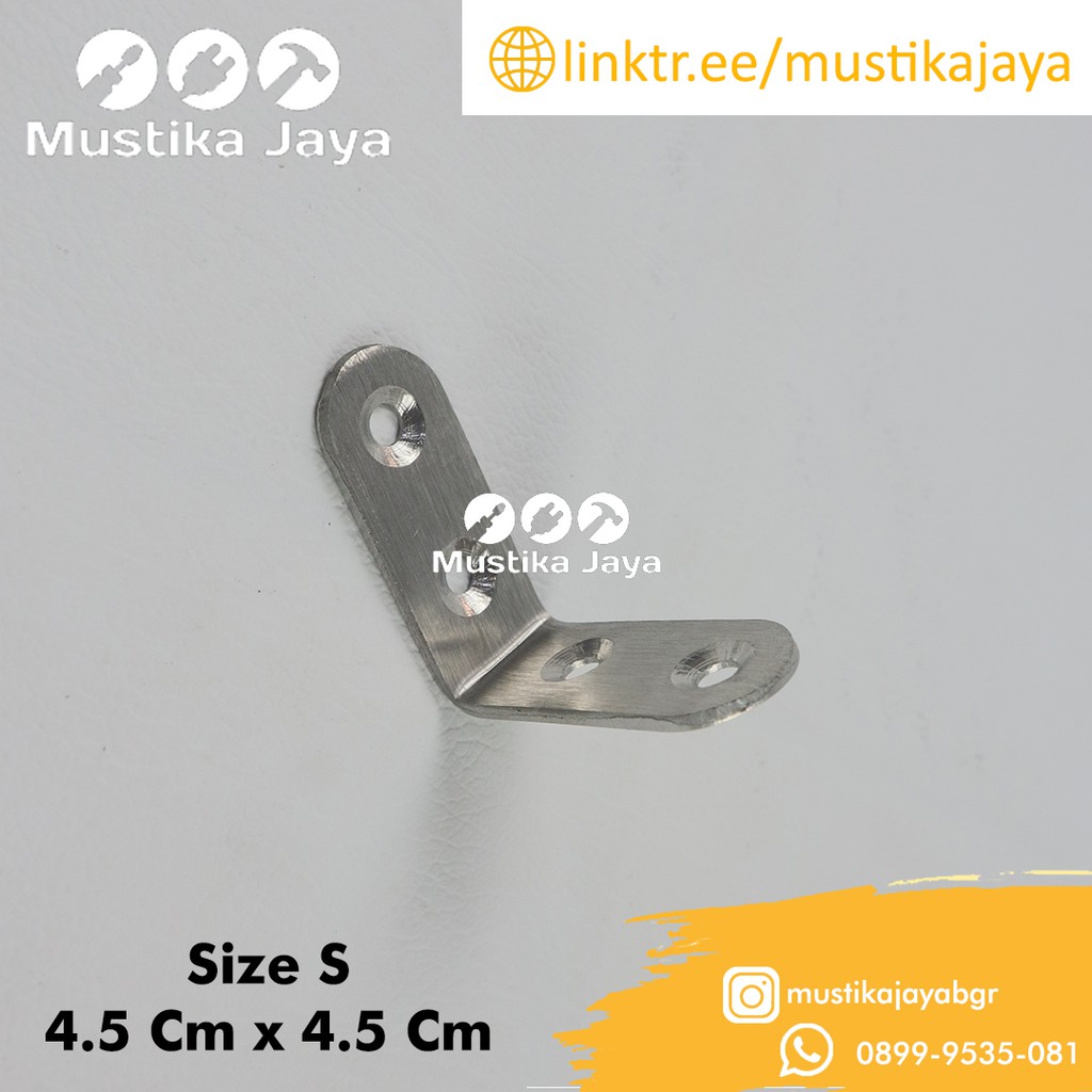 Plat Siku L Stainless SS Bracket Penyangga Rak Lemari Kayu 6601