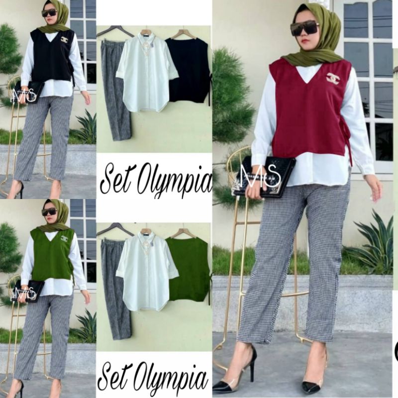 setelan kerja wanita muslim keren set baju red