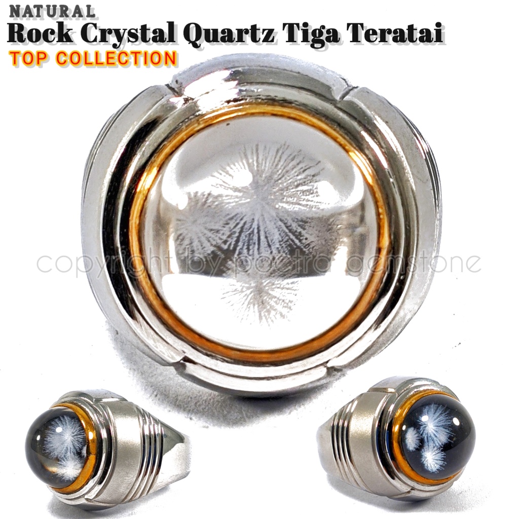 Natural Rock Crystal Quartz Tiga Teratai Top Collection