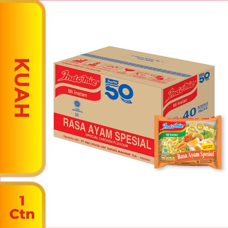 

40PCS INDOMIE KUAH RASA AYAM SPESIAL MIE INSTAN KARTON KARDUS SURABAYA BY INDOFOOD