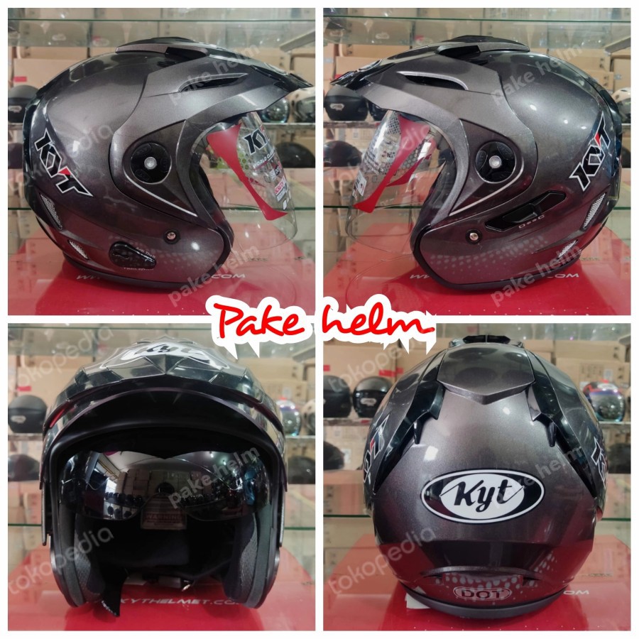 Jual HELM KYT VENOM RR GUN METAL ABU TUA HELM KYT HALF FACE DOUBLE