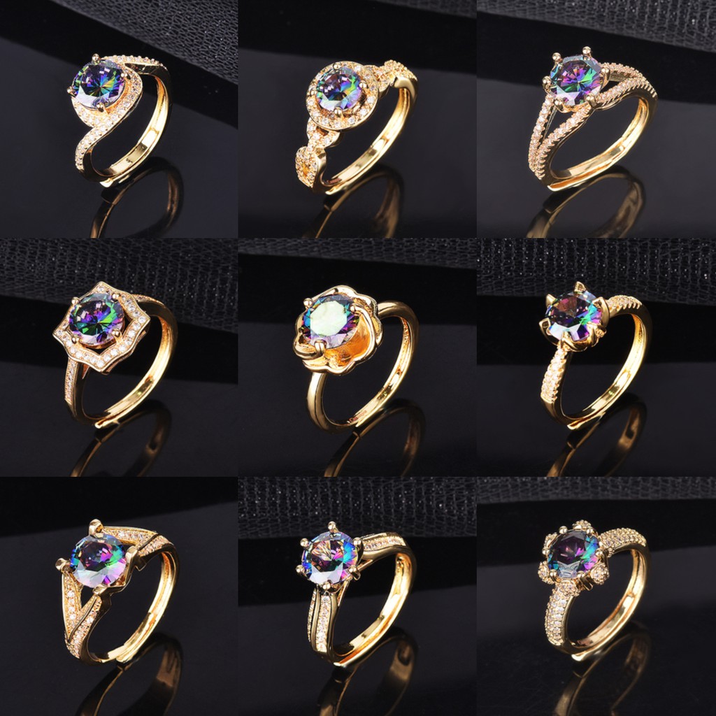 pt950 emas laser warna-warni berlian wanita cincin kawin perhiasan disesuaikan