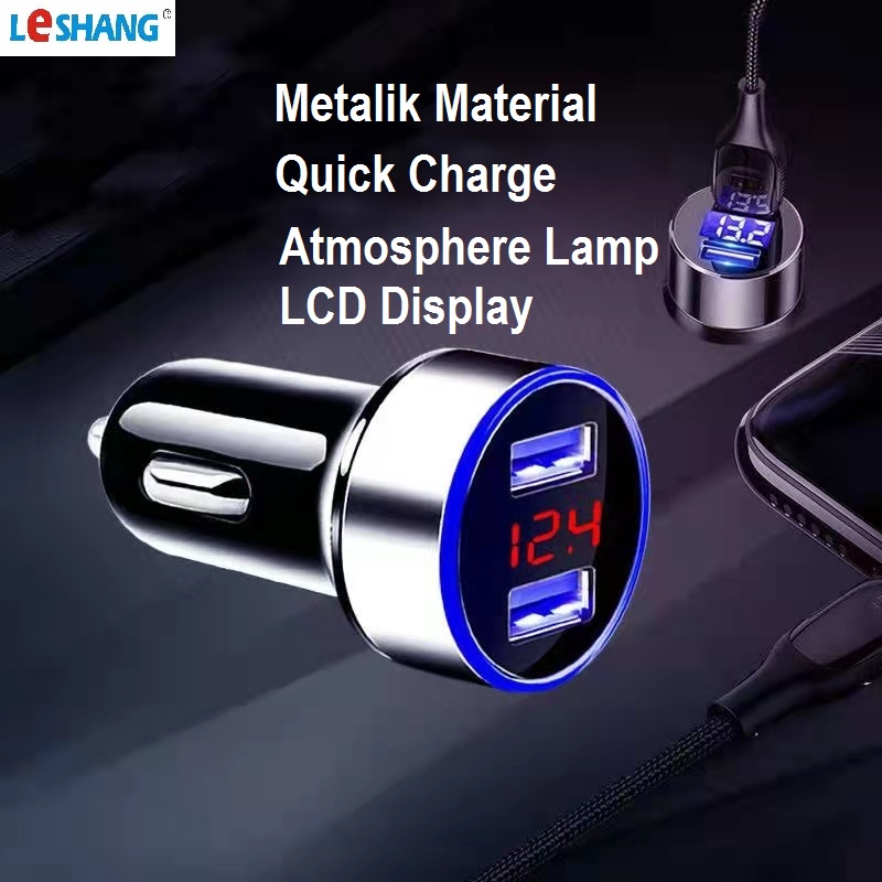 LeSHANG Car Charger Colokan Mobil 2 Ports 3.1A Black LS-C01