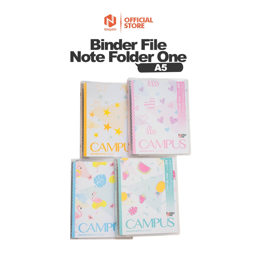 

Buku Binder File Note Folder A5 Merk Folder One Campus 20 Ring Random Color