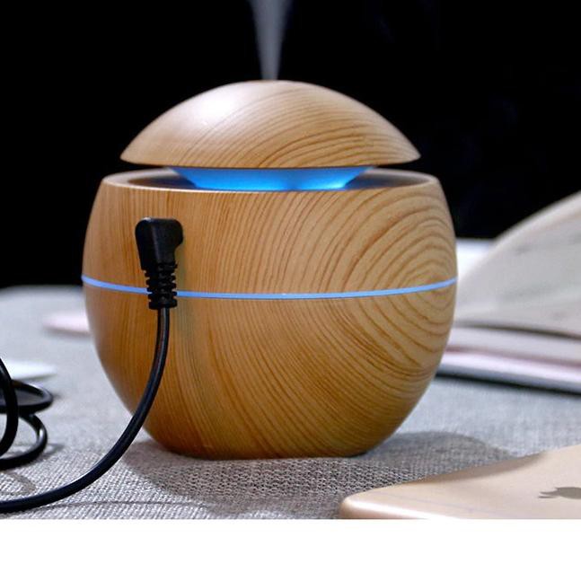 ▪❃ ALAT AROMA TERAPI AROMATHERAPY AIR HUMIDIFIER DIFFUSER PELEMBAB UDARA DESAIN WOOD KAYU BOLA UAP ♀