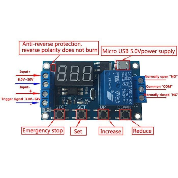 Timer Digital 5V PLC Delay Timer Cycle Control Relay Module DC 12V