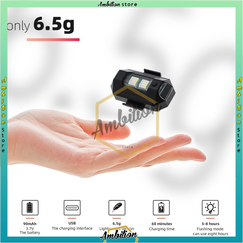 [𝐀𝐒𝐋𝐈 𝐈𝐌𝐏𝐎𝐑𝐓] LED 7 Warna Universal Lampu Strobo Anti Tabrakan Untuk Motor / Pesawat / Drone