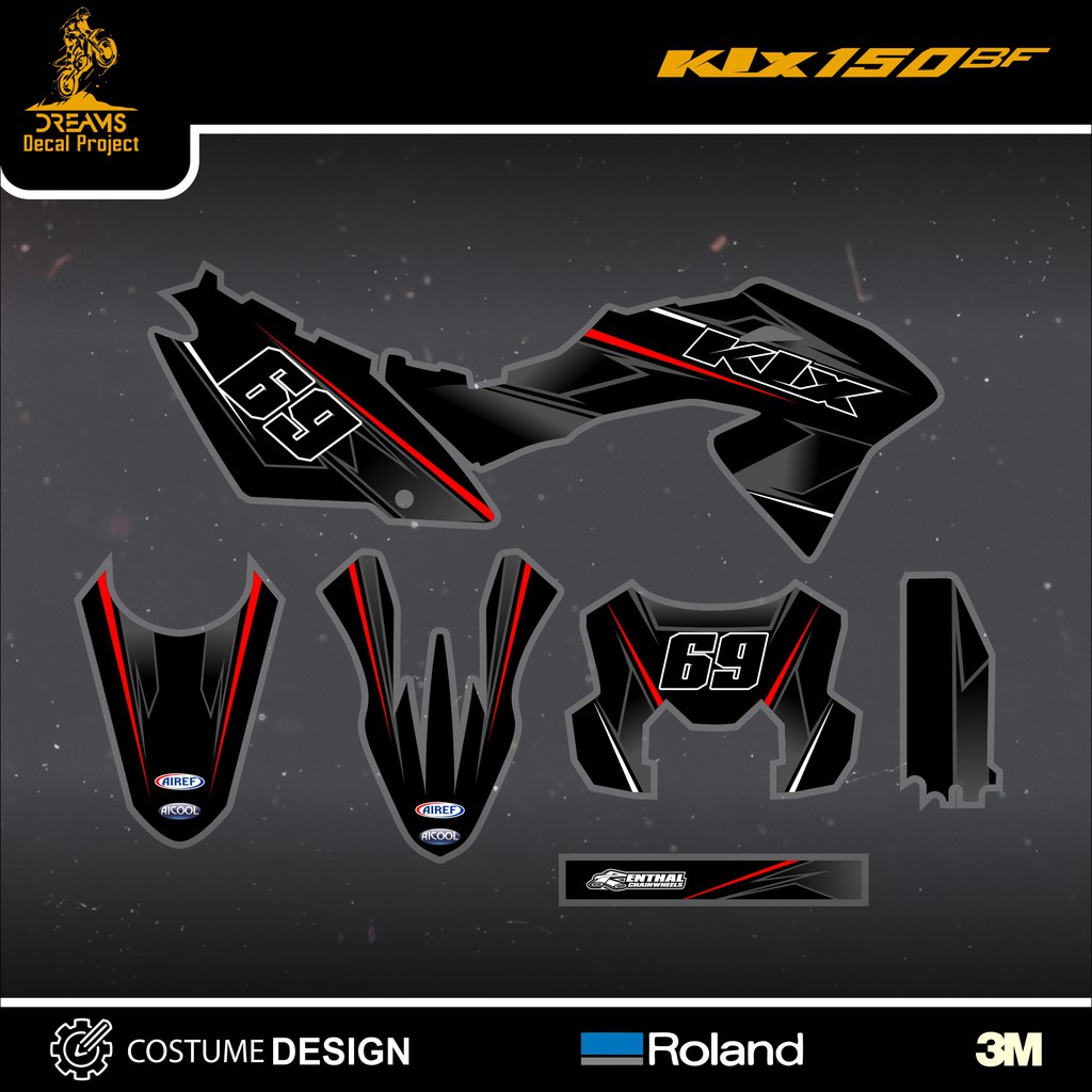 Decal KLX 150 BF black Grey