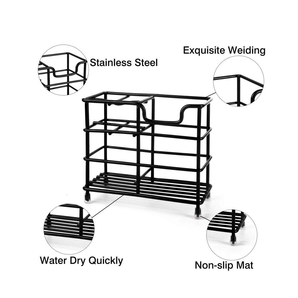 CHOOKYY Tempat Sikat Gigi Multi Fungsi Kosmetik Susun Stainless Steel Tahan Karat Organizer Dapur Berdiri